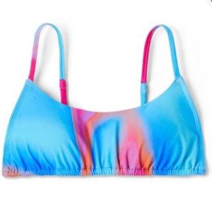 WILD FABLE BLUE MARBLE PRINT BIKINI TOP WOMENS TUNNEL FRONT BRALETTE NWT